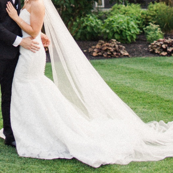 Anne barge Blue Willow mermaid wedding gown dress floral appliqué - Picture 9 of 13